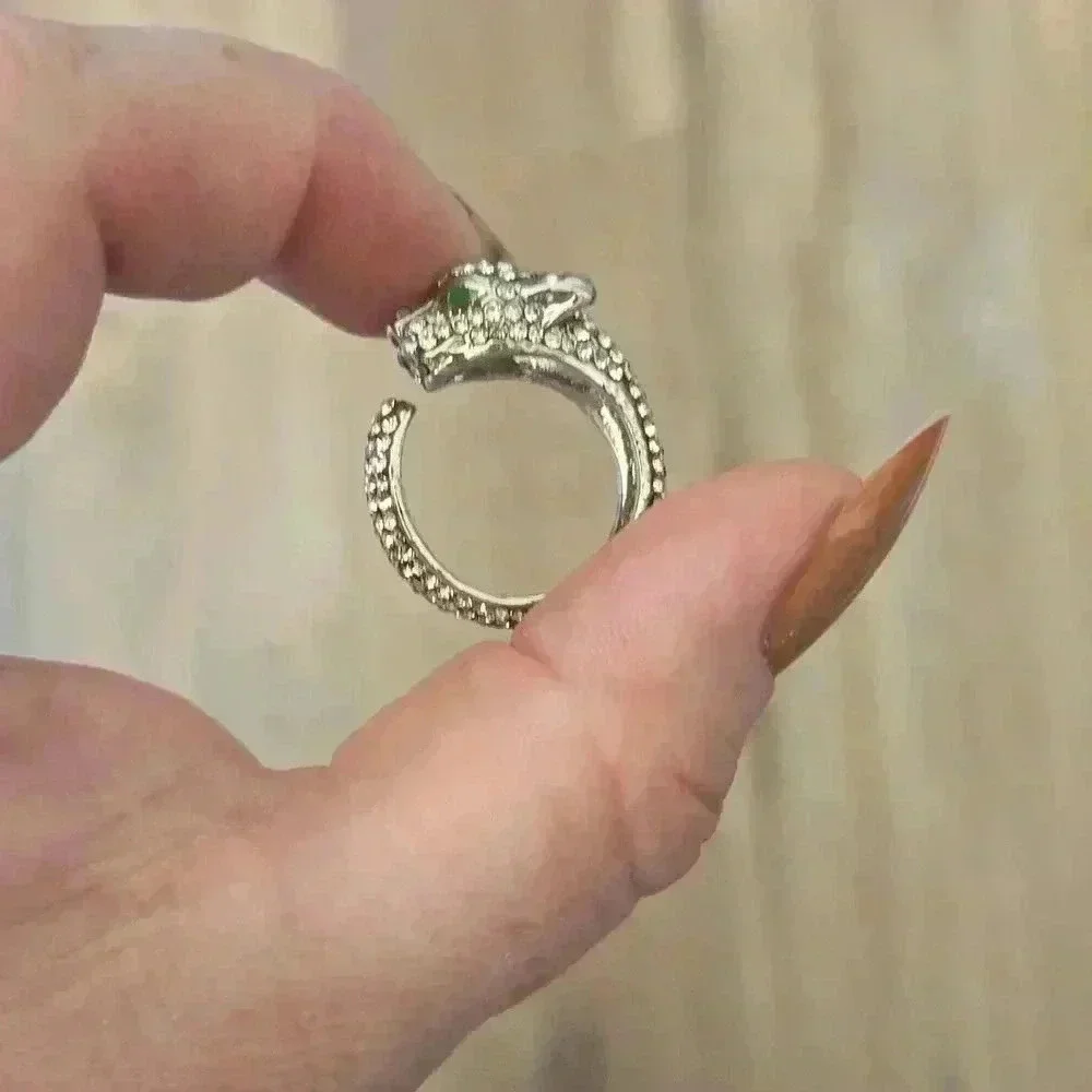 Silver Rose Gold Panther Resizable Adjustable Animal Tiger Ring New
